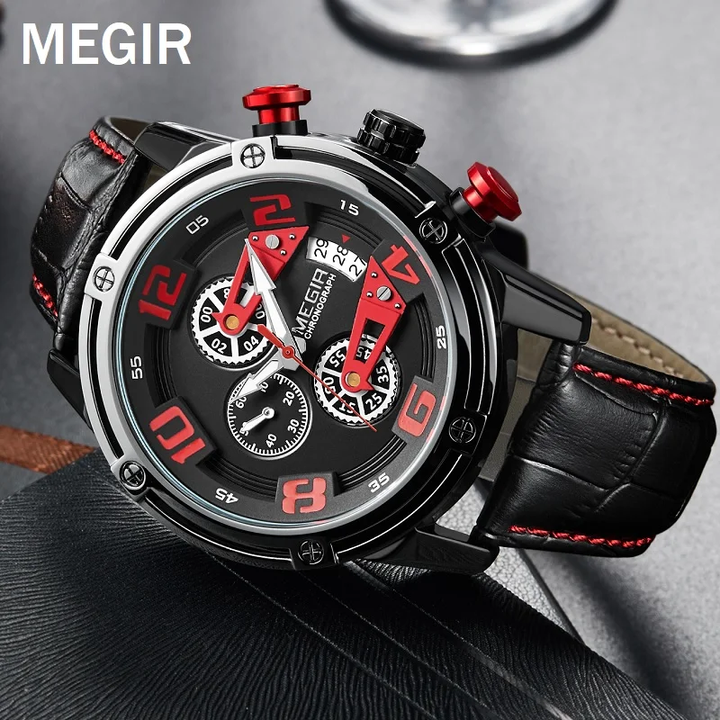 

MEGIR Quartz Watch For Men Sports Chronograph Military Date New Montre Homme Relogio Luminous Relógios Masculino Frete Grátis