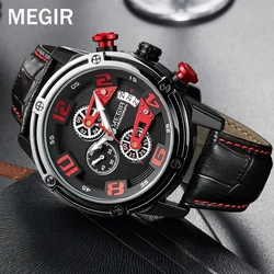 MEGIR Quartz Watch For Men Sports Chronograph Military Date New Montre Homme Relogio Luminous Relógios Masculino Frete Grátis