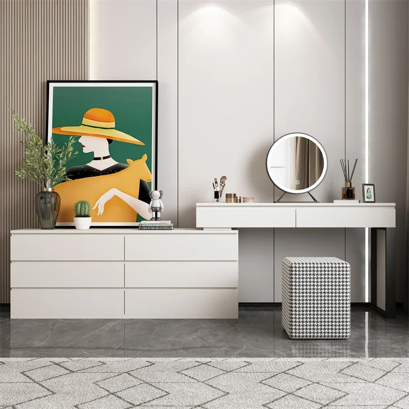 Modern Minimalist Dressing Table Bedroom Luxury Storage Mirror Dressing Table Drawer Girls Penteadeira Para Quarto Furniture