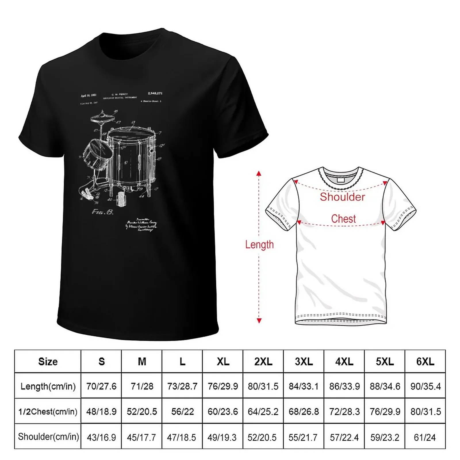 Patent Blueprint - Drum Set Art 1951 Chalkboard T-Shirt anime clothes blanks aesthetic clothes mens graphic t-shirts anime