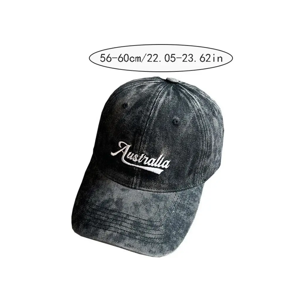 Topi Baseball Denim Gaya Korea, Pinggiran Lebar, Katun, Bordir Huruf, Topi Peaked, Dapat Disesuaikan, Pelindung Matahari, Kasual, Model Duckbill