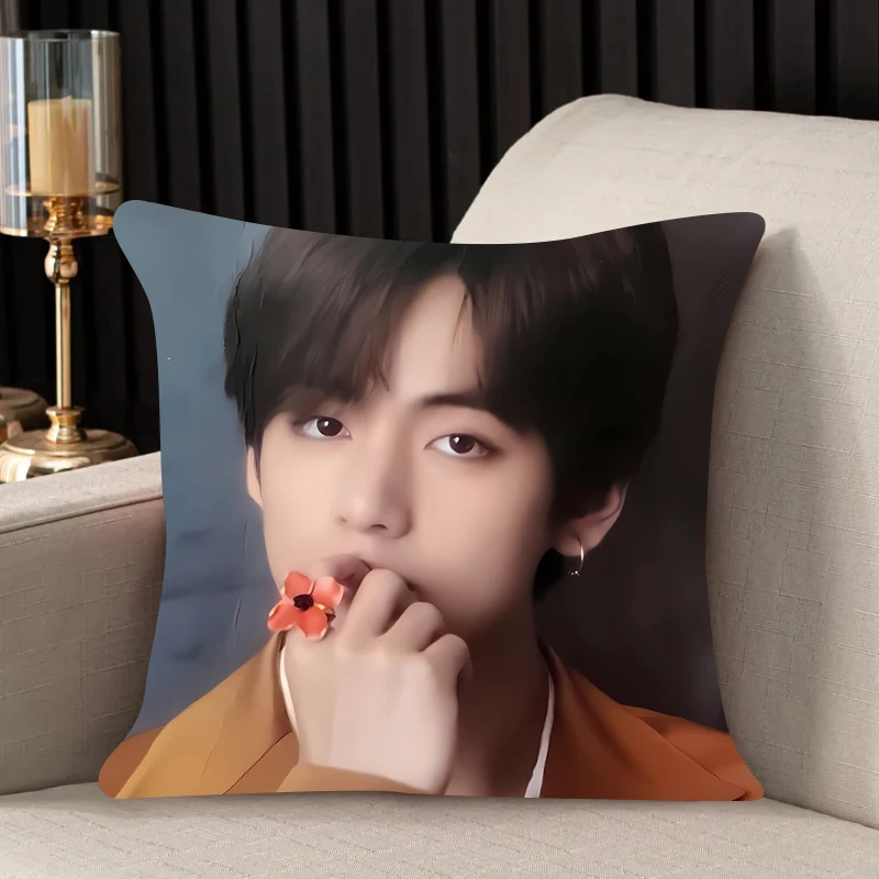 home decor Pillow Cover K-Kim TaeHyungs iving room 40x40 car restaurant deck chair Dakimakura Throw Pillows Square Pillowcase