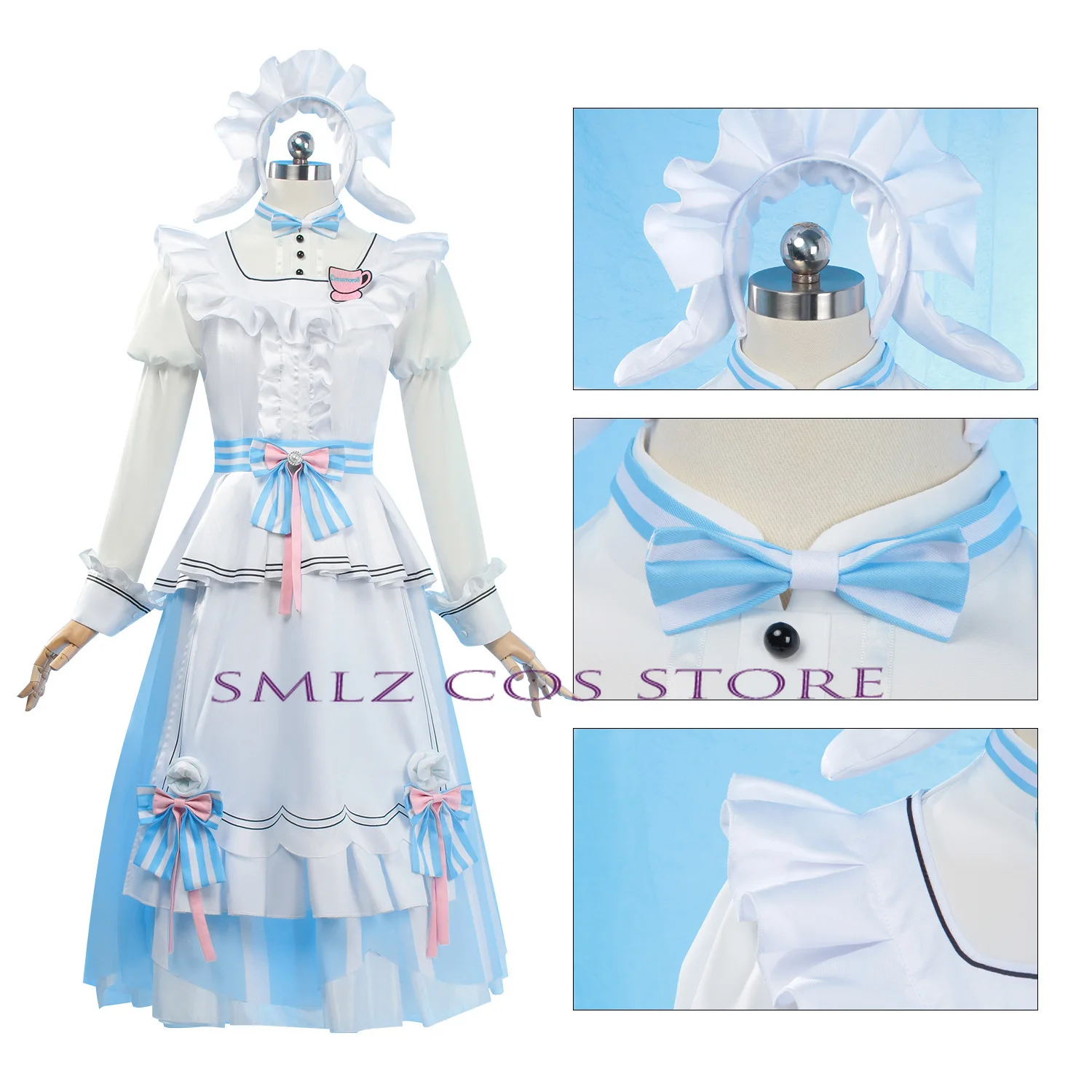 Anime Project Sekai Ootori Emu Cosplay Costume Cute Lolita Dress Apron Prop Wig Set Halloween Party Role Play Outfit for Woman