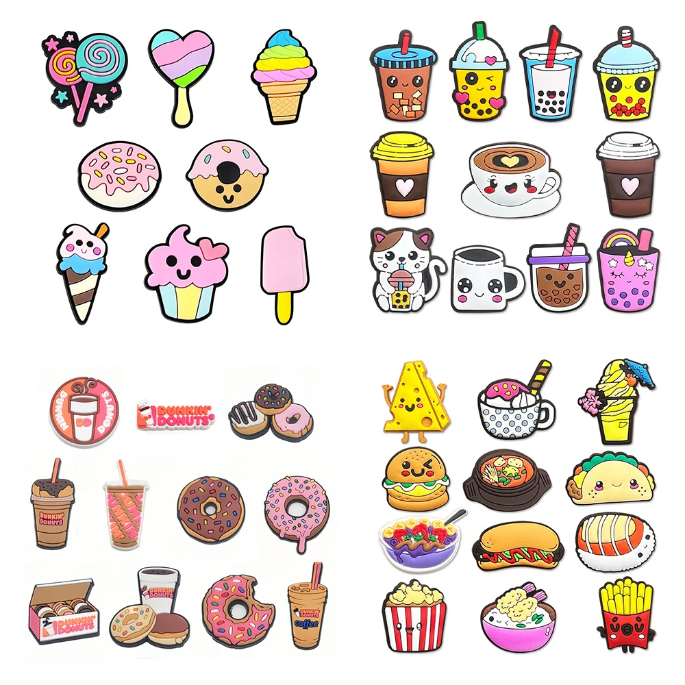 8-16 piezas de accesorios de dijes para zapatos con temática de comida: macarons, piruletas y helados, decoraciones para hebillas de zapatos, compatibles con zuecos y sandalias, regalos para niños