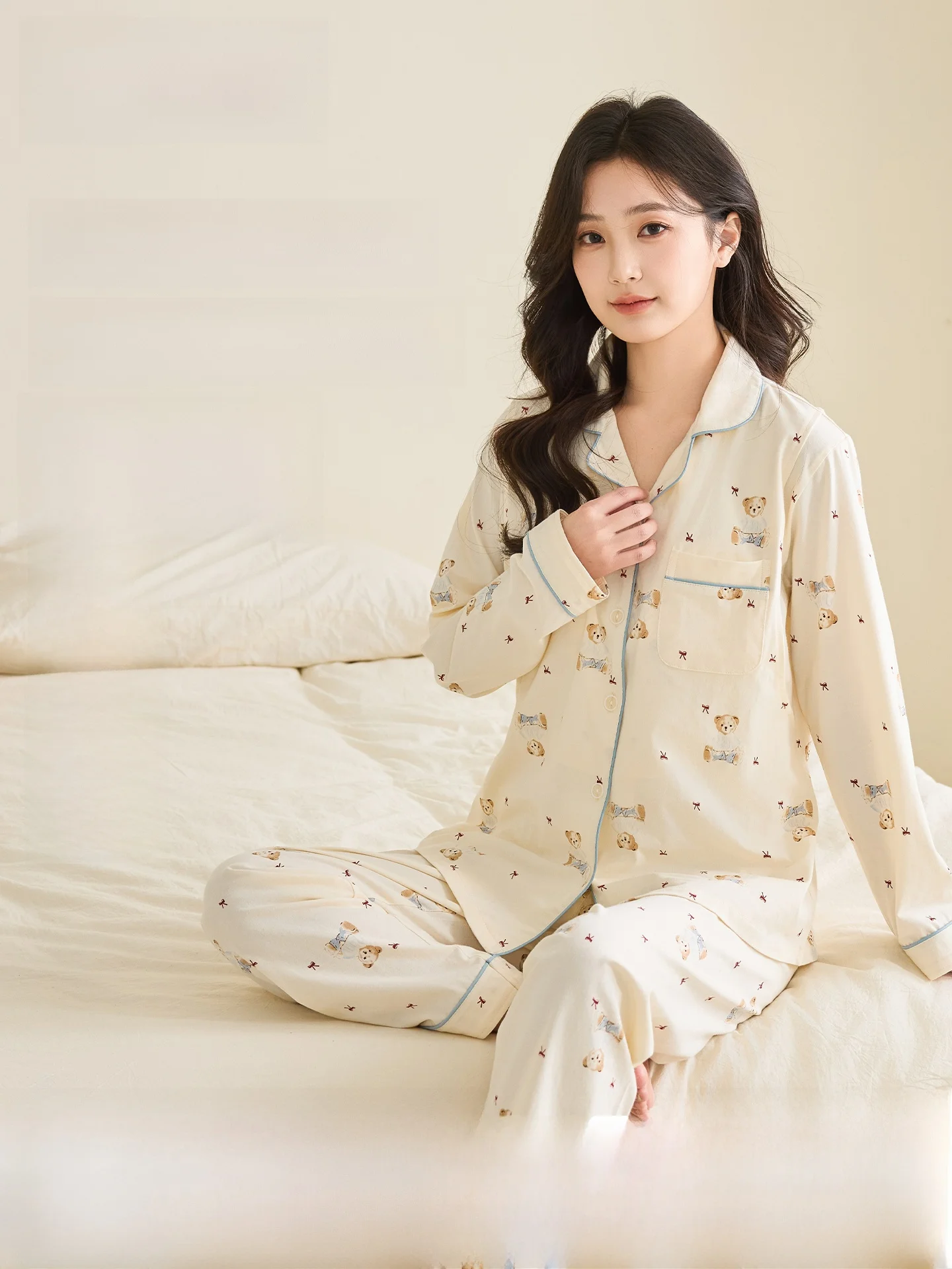 pure-cotton-sleepwear-postpartum-nursing-home-clothes-set-sweat-absorbent-maternity-nightgown-women's-home-comfort-suit