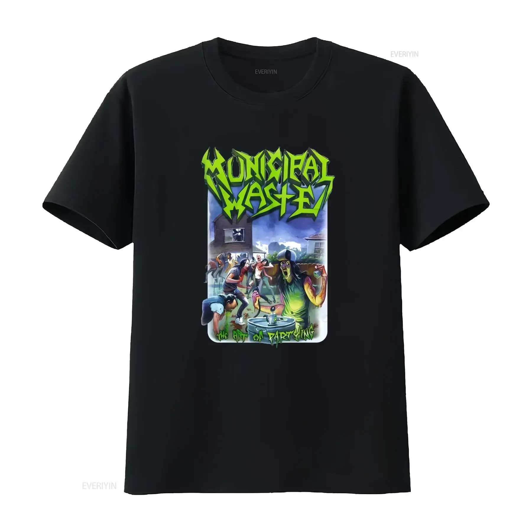 Municipal Waste The Art Of Partying Band T Shirt For Men Rock Punk Style vintage Washed streetwear Top For Everyday Wear