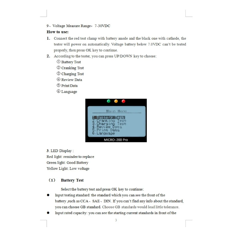 MICRO-200PRO Automobile Battery Tester Capacity Digital Car Load Discharge System Analyzer Auto Truck Motorcycle Repair