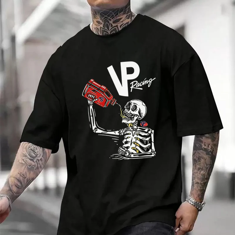 

VP Racing Skeleton Men's And Women's T-shirt Summer New Cotton Tee Short-sleeved Motorcycle Cycling Top