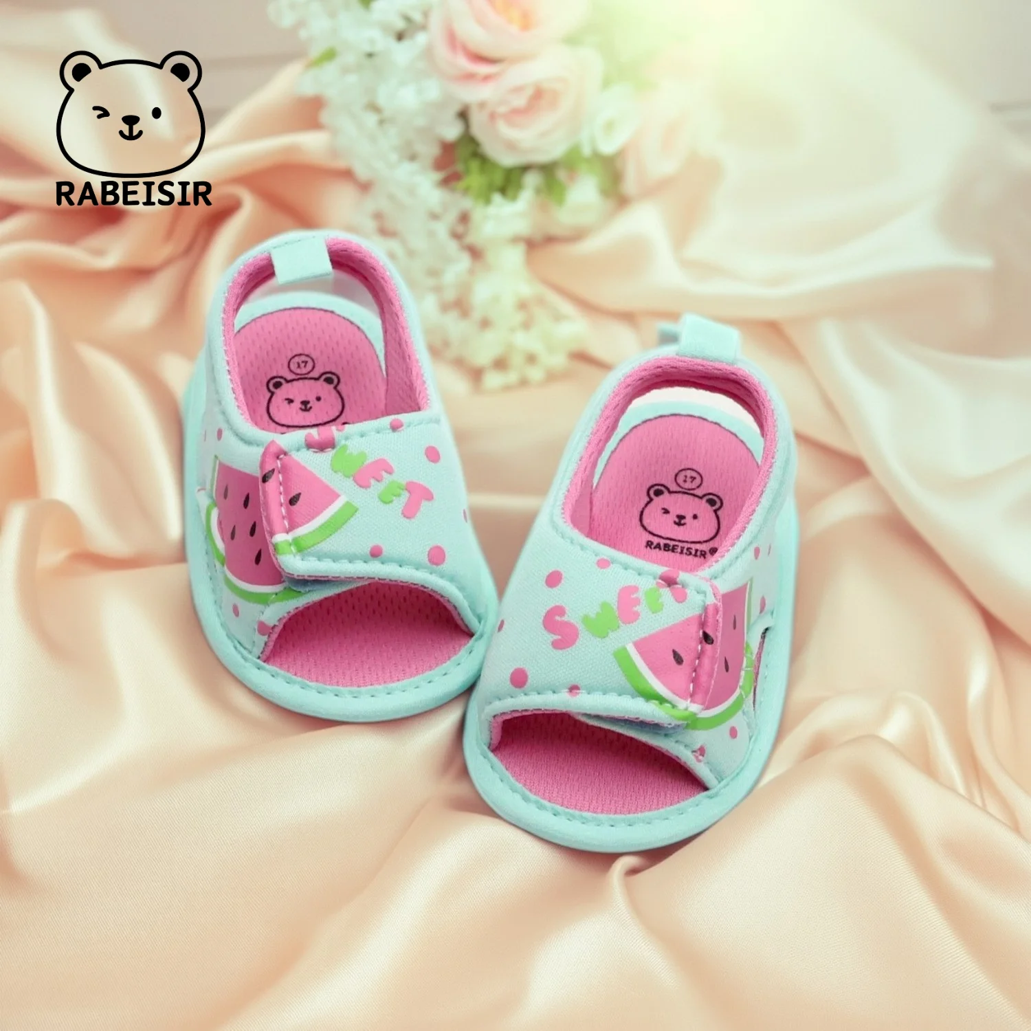 

Baby girl sandals, baby walking shoes, 0-6-12-18 months, open toed sandals, anti slip and breathable