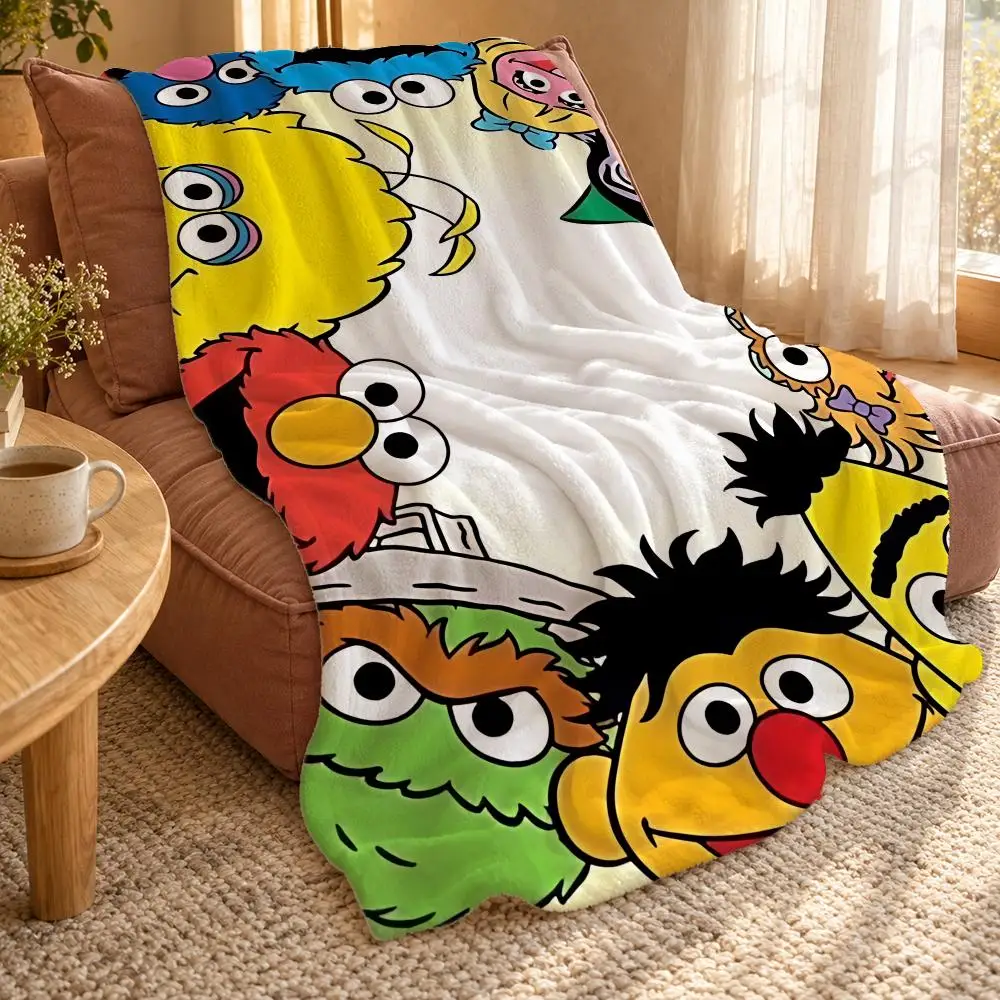 Sesame Street Throw Double Sided Flannel Throw Blanket Soft Travel Camping Sofa Bed Home