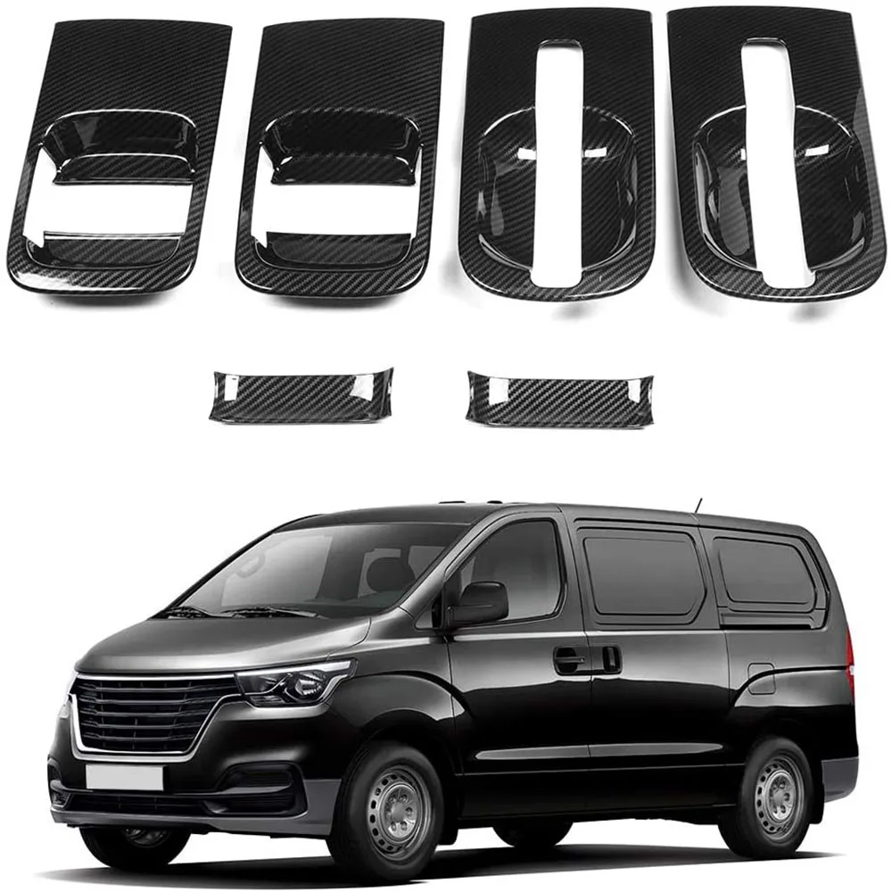 6Pcs/Set Car ABS Carbon Fiber Door Handle Bowl Cover for Hyundai Grand Starex H1 I800 2018-2020 Car Accessories