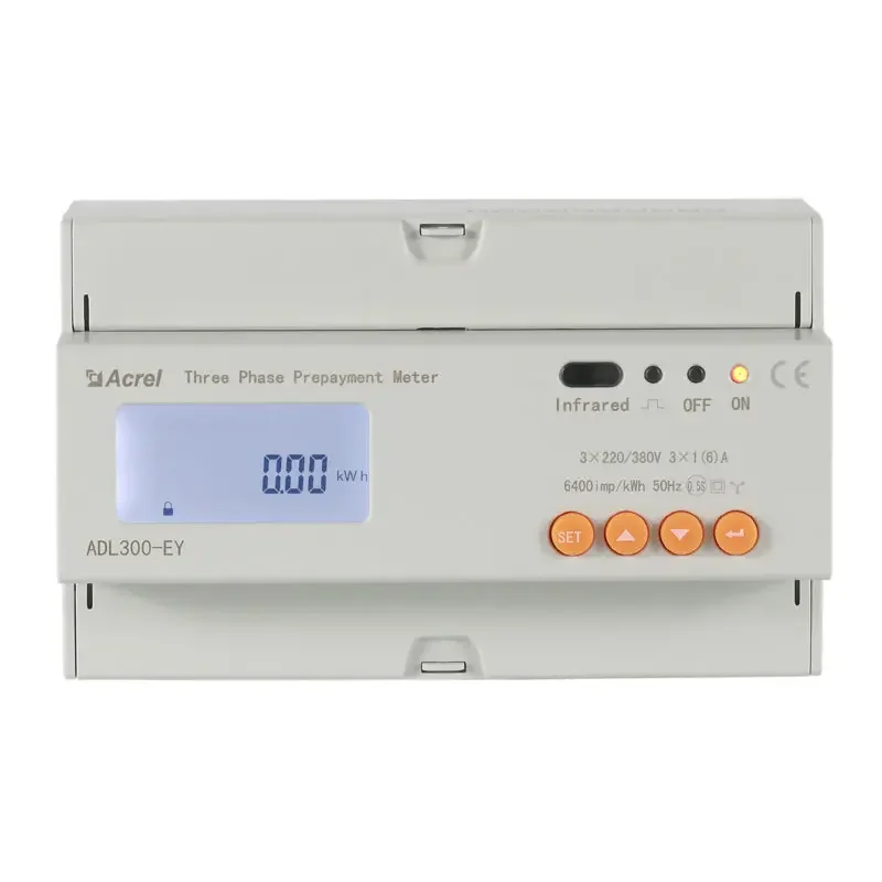 

ADL300-EY Three Phase Prepaid Electric Energy Meter With rs485 4 Tariff Rates 35mm Din Rail 3*1(6)A/10(80)A Current Input