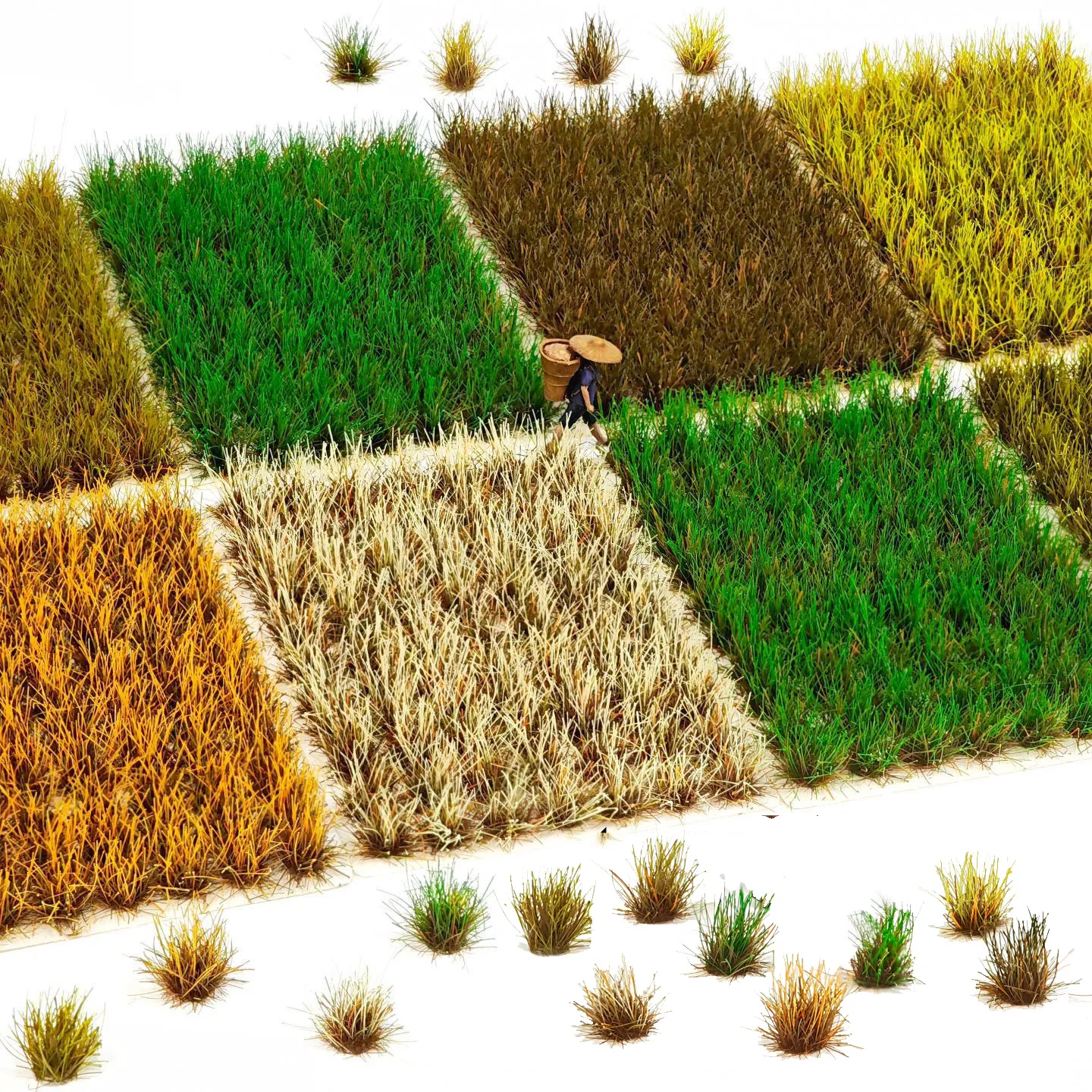 Simulations-10-mm-Grasbüschel-Modell, Mini-Grascluster für die Gestaltung von Sandtischen, Kriegsspielfeldern und Landschaftsszenenmaterialien – Detail 1