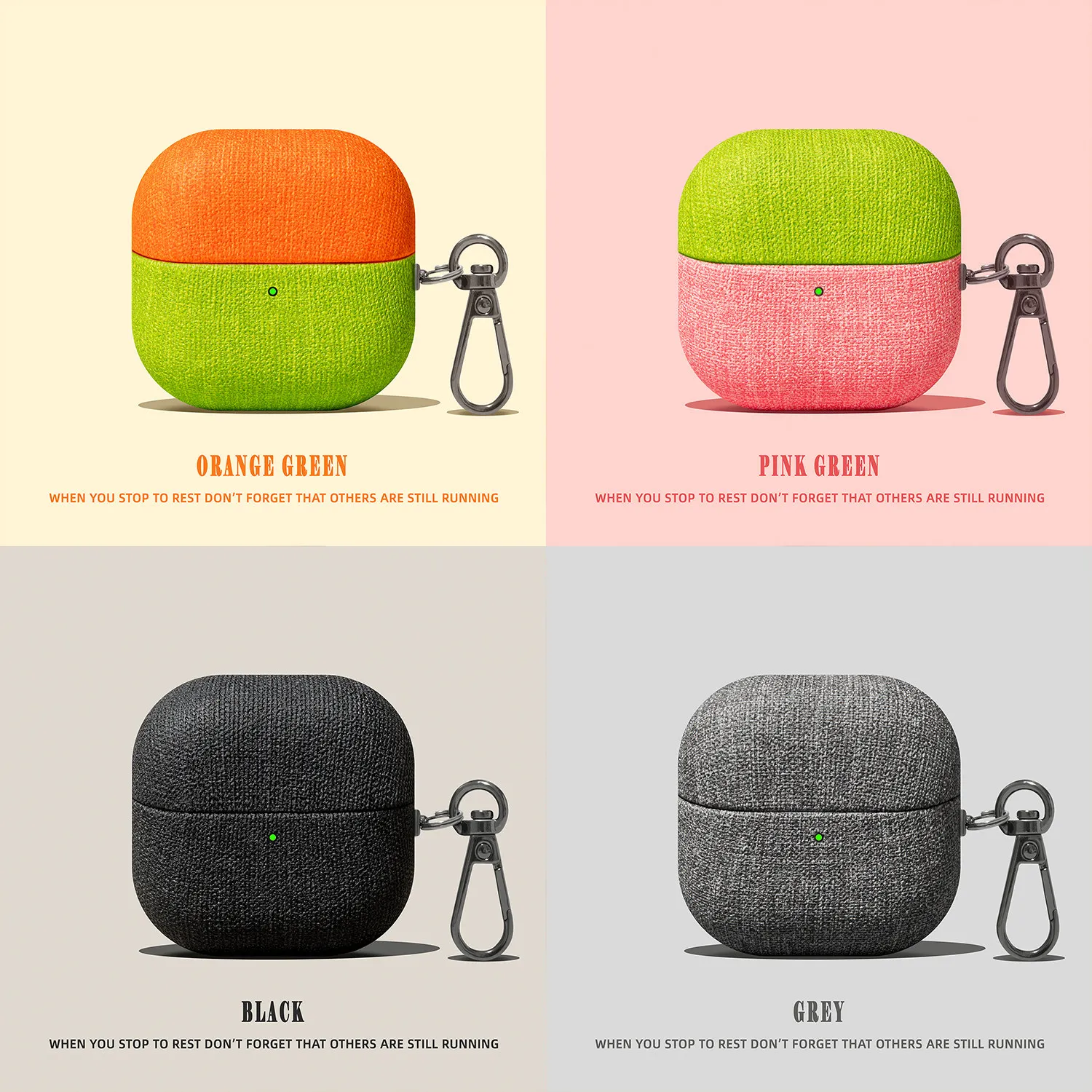 Trendy Color‑Block Fine Linen Fabric Texture PC Hard Shell with Hook Anti-Scratch Earphone Cover Case for Huawei FreeClip 2
