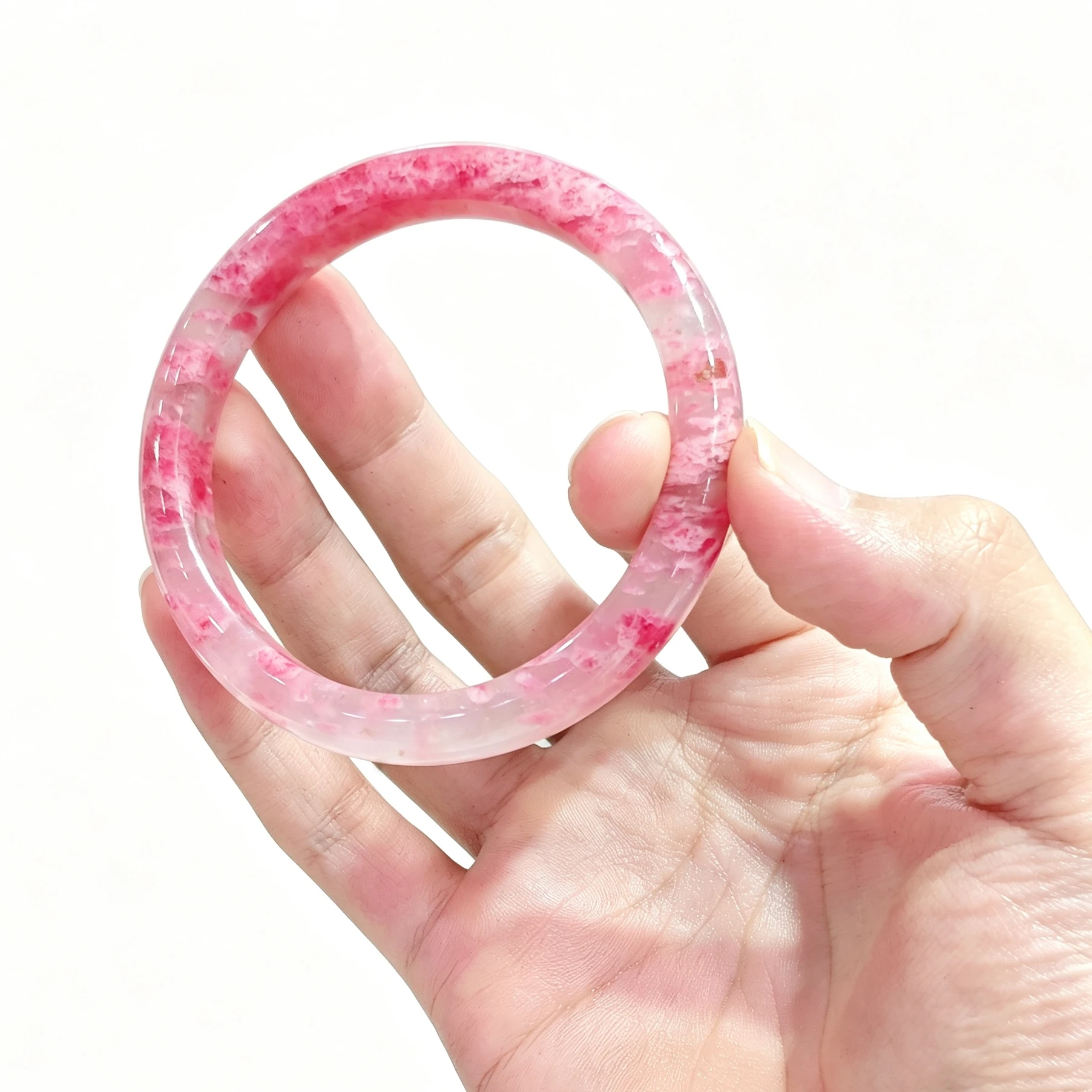Natural Translucent Quartzite Bangle Smooth Quartz Rock Gemstone Bracelet Elegant Floral Style Wristband Accessories 1 Pc
