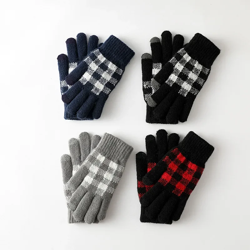 New Winter Gloves Outdoor Knitted Men's and Women's Bicycles  Touch Screen  Student Cold-proof and Warm Gloves