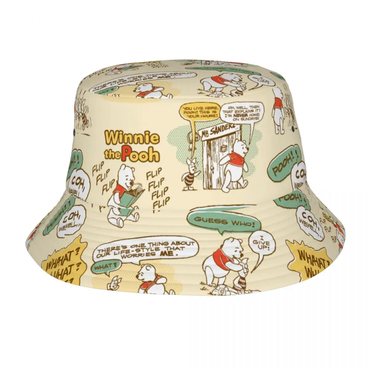 

Street Winnie The Pooh Comic Strip Style Pattern Bucket Hat UV Protection Outdoor Fishing Cap Summer Travel Headwear Bob Hat