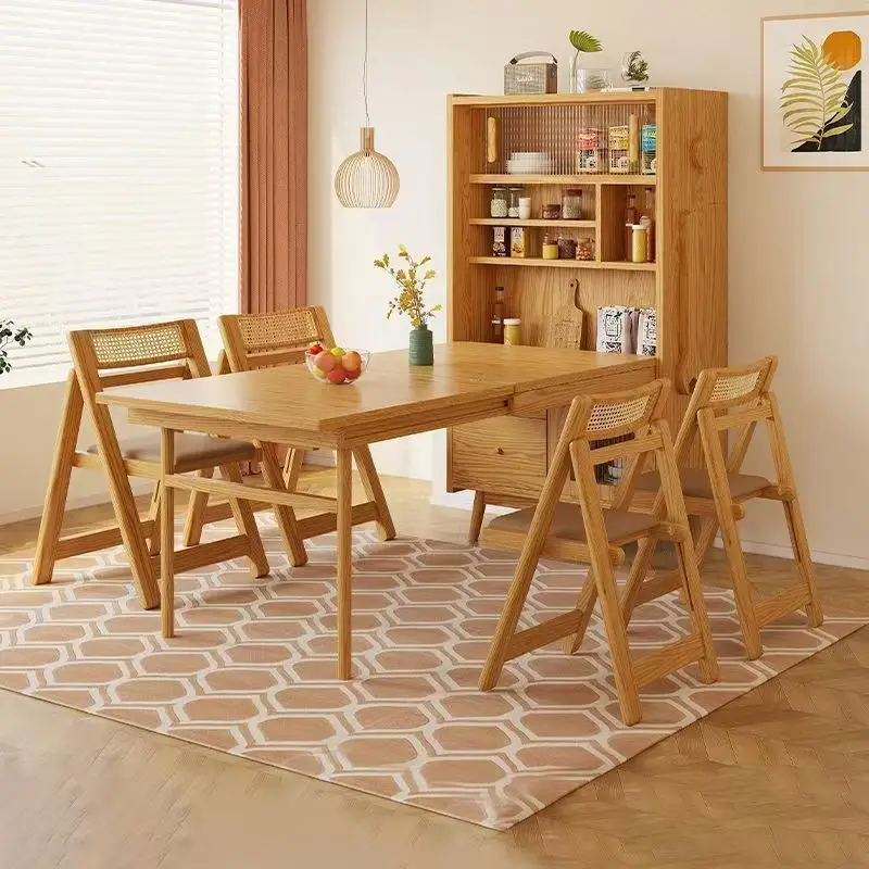 خزانة جانبية من الخشب الصلب - مخزن بوفيه نورديك مع أدراج وباب منزلق، وحدة تخزين موفرة للمساحة لغرفة الطعام والمطبخ