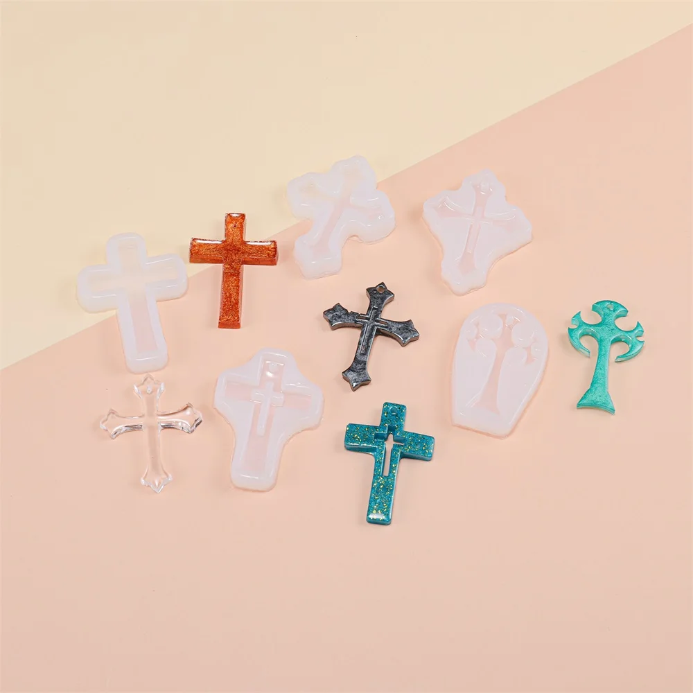 Europa cruz resina silicone uv resina epóxi moldes fundição colar pingente para diy artesanato silicone jóias fazendo ferramentas