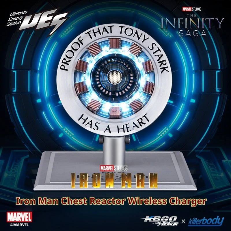 

Беспроводное магнитное зарядное устройство Killerbody Marvel Iron Man Chest Arc Reactor с автоматическим индукционным подъемом и подставкой из сплава для телефона