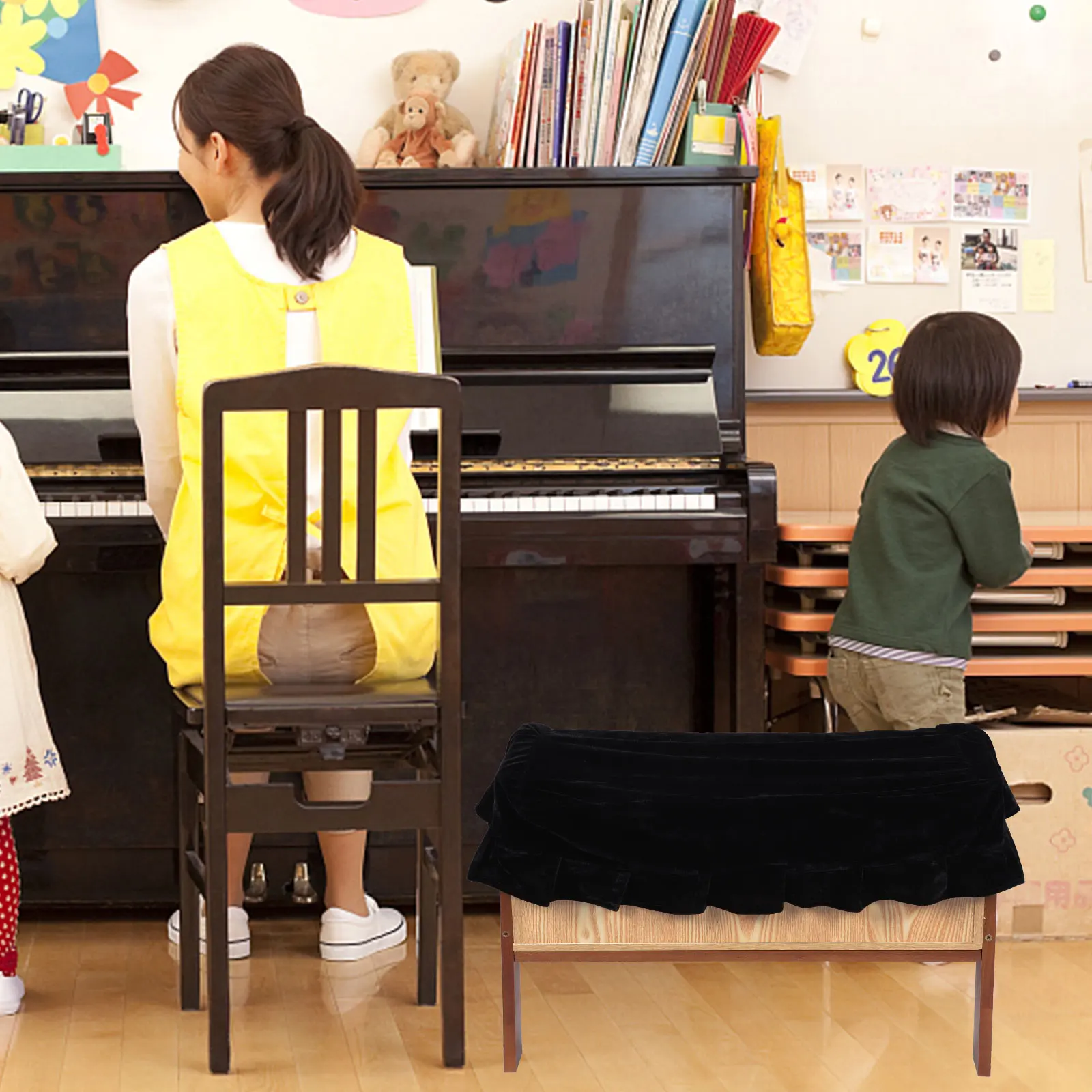 

Piano Stool Covers Golden Reusable Anti Slip Chair Protectors Piano Bench Cushions Seat Cover Home Cover