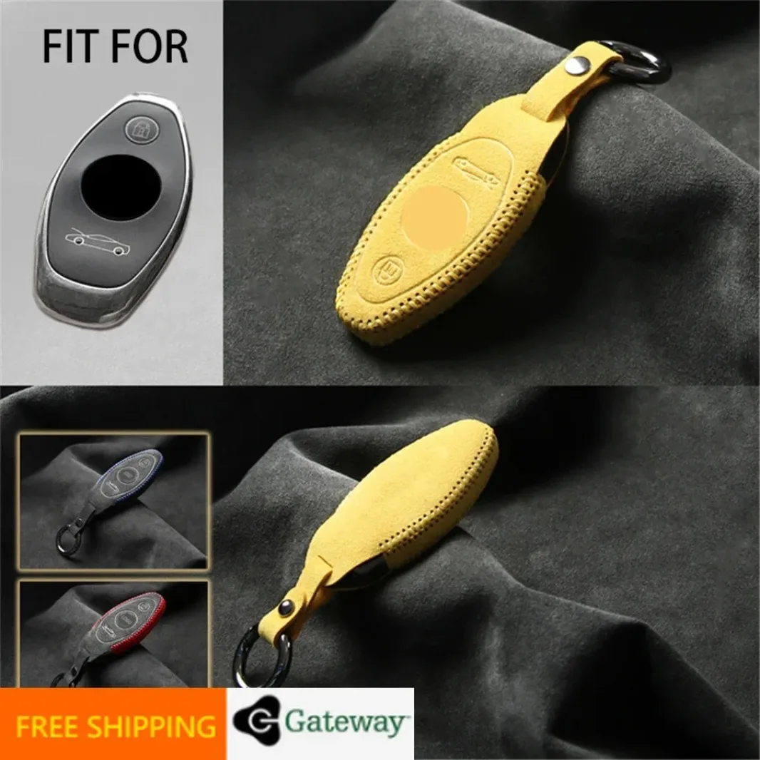 

For McLaren 720S 570S 570GT 600LT Suede Leather Car Remote Smart Key Shell Case Cover Holder Protector Keychain