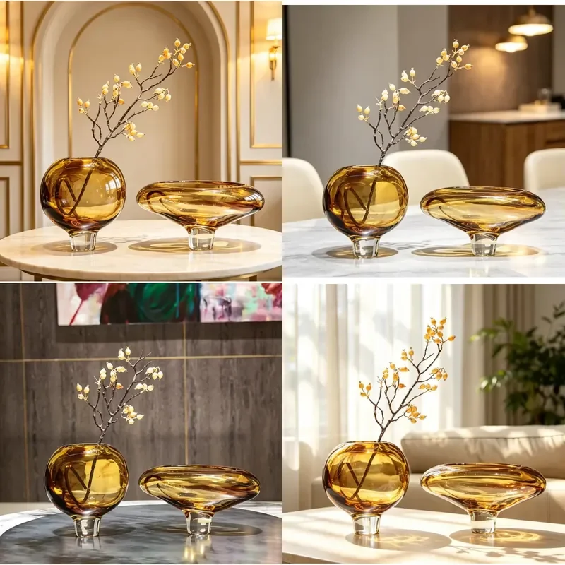 Hand Blown Glass Vase Zen Style Home Decor Living Room Dining Table Ornament Wholesale