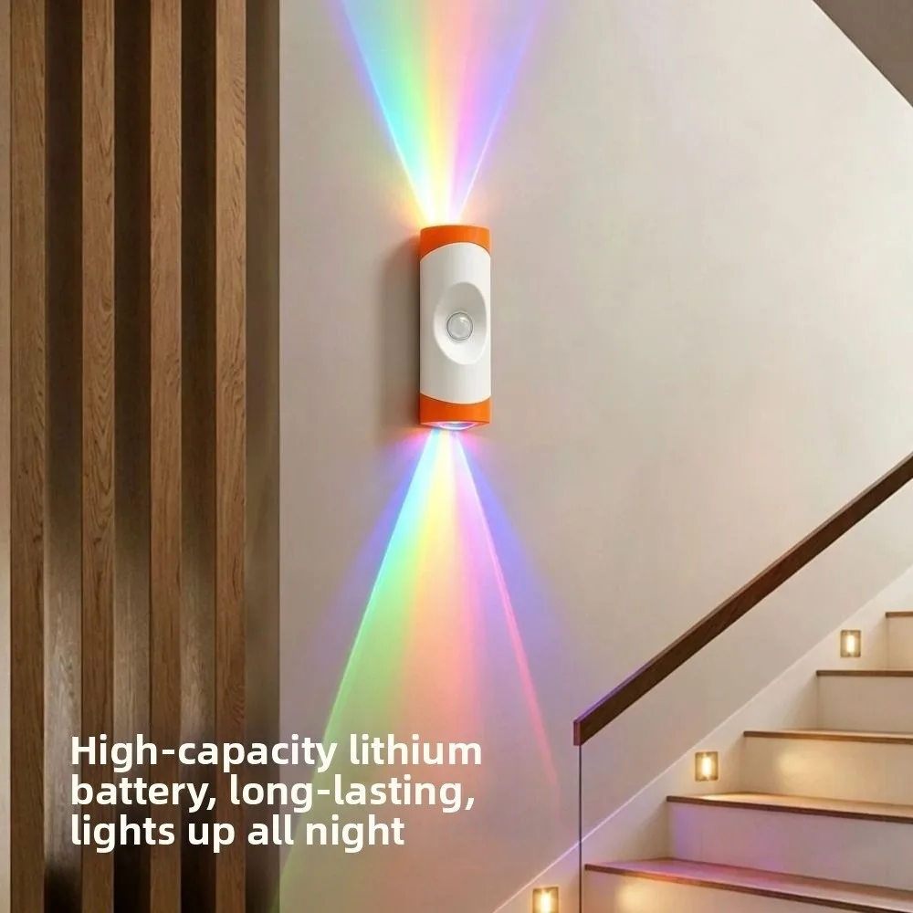 

Rechargeable Human Body Sensor Wall Lamp Tri color/RGB Wireless Motion Sensor Night Light Intelligent Dual Head
