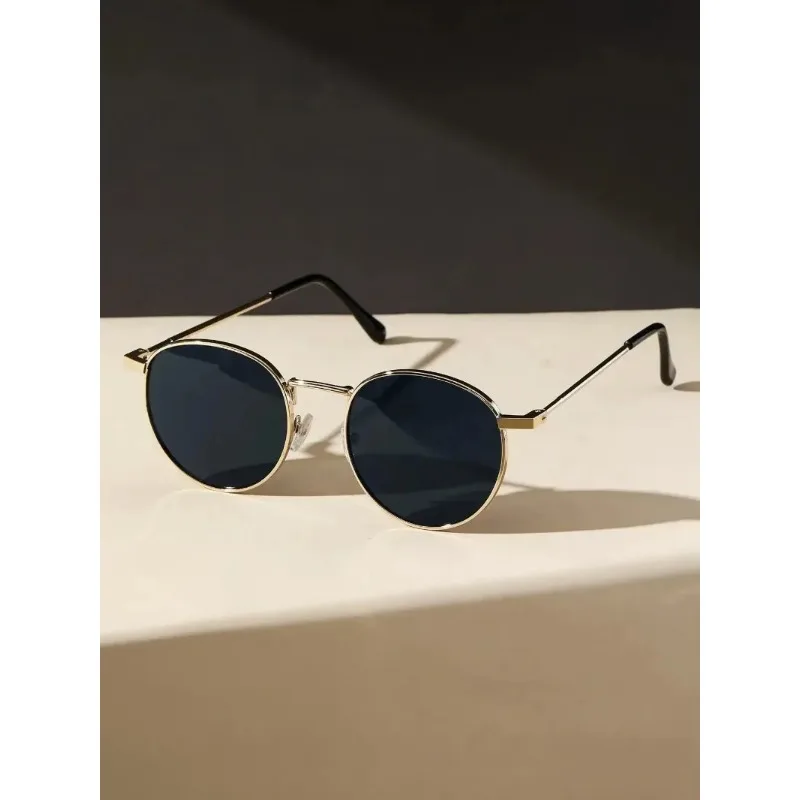Unisex Metal Round Frame Eyewear Vintage Y2K Casual Sunglasses Outdoor Daily Vacation Driving Glasses UV400 Oculos De Sol