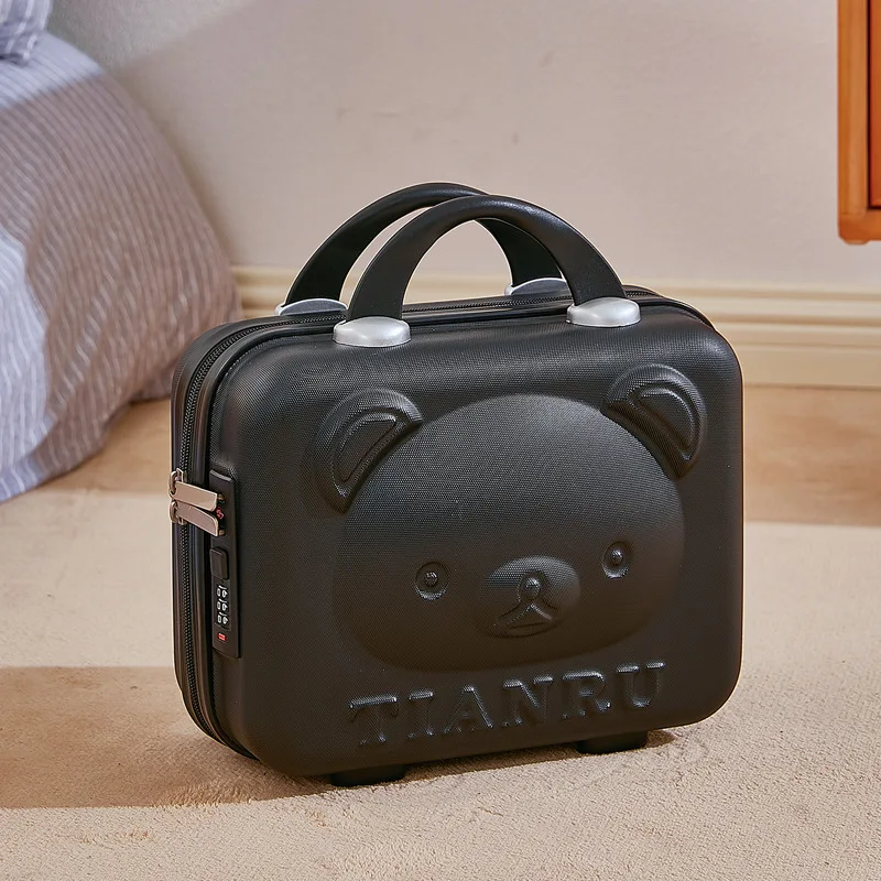 14-inch Portable Suitcase Fashion with Hand Gift Bear Portable Storage Cosmetic Case Portable Zipper Password Lock Bag