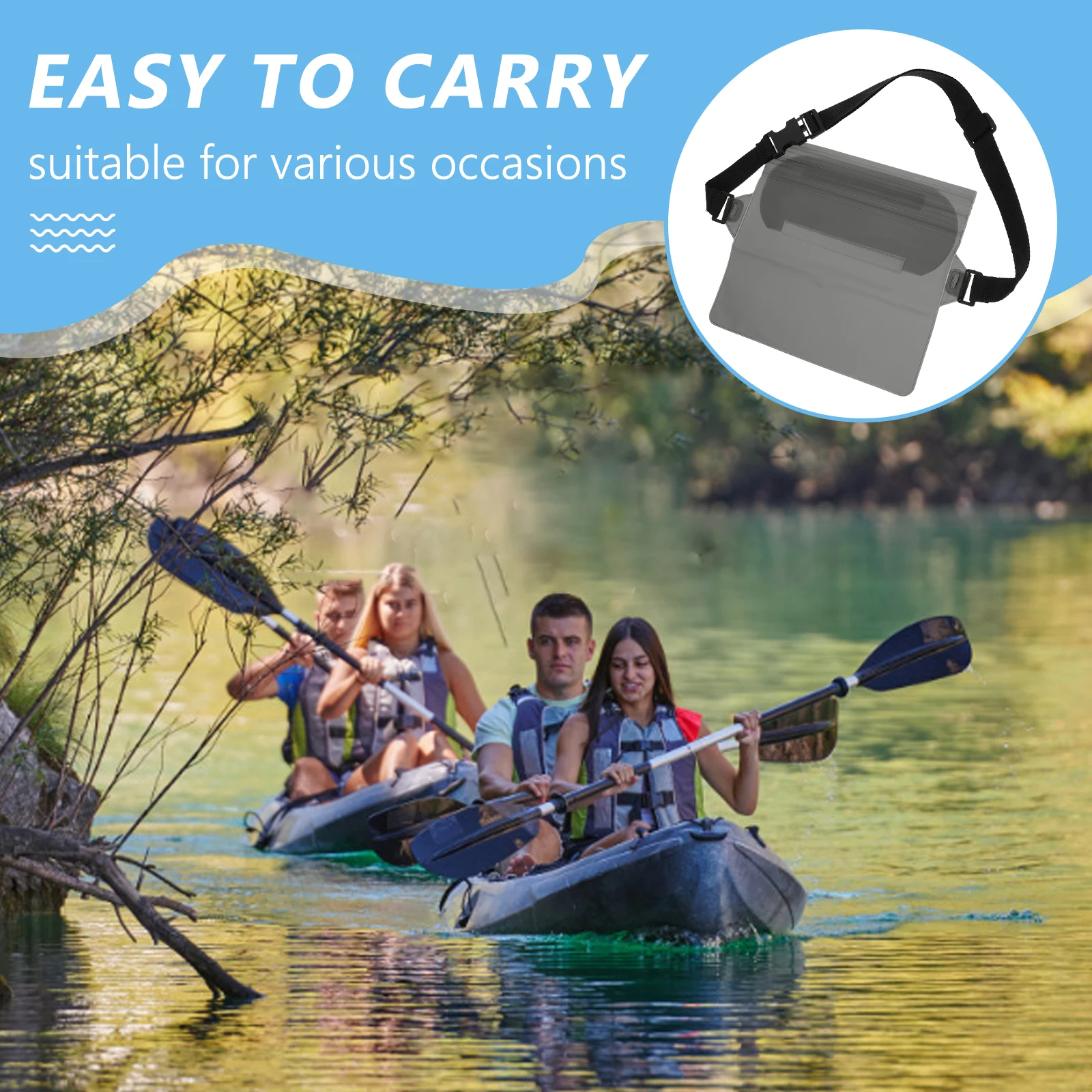 

2pcs Waterproof Phone Pouch Adjustable Belt PVC Material Outdoor Bag Cellphone Holder For Walking Swimming