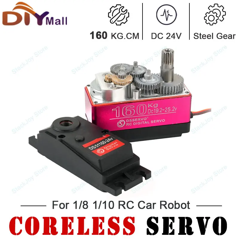 

DS51160 Digital Servo 24V 160KG High Torque Waterproof Metal Gear 270°/180° for 1/5 Baja Car Climbing Vehicle RC Heavy Duty