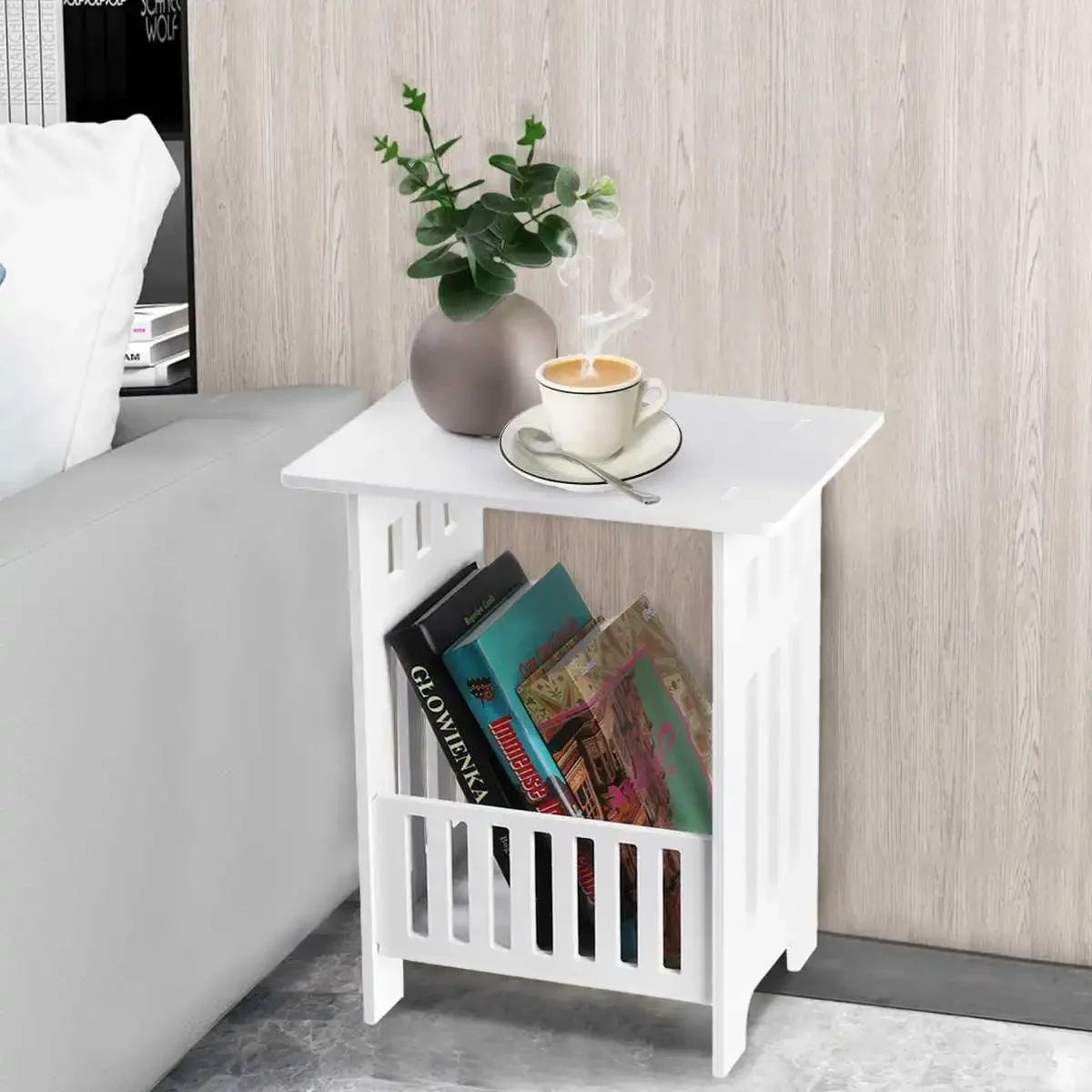 42x27x5cm Small Bedside Cabinet Table Nightstand Modern Square Coffee Table Living Room Desk Home Furniture Book Shelf Storage