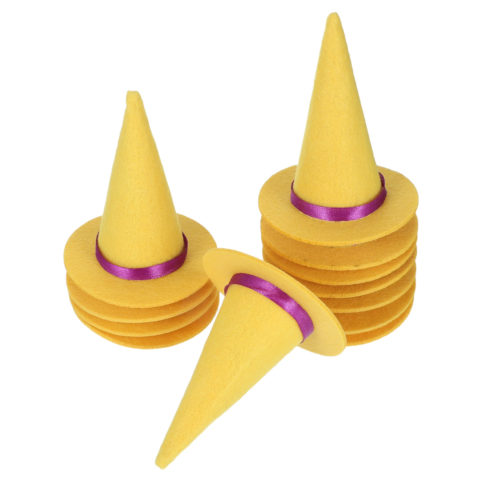 

12 Pcs Mini Felt Witch Hat Halloween Decor Decorations Decorative Bottle Cover Topper Household Hats Cupcake Toppers
