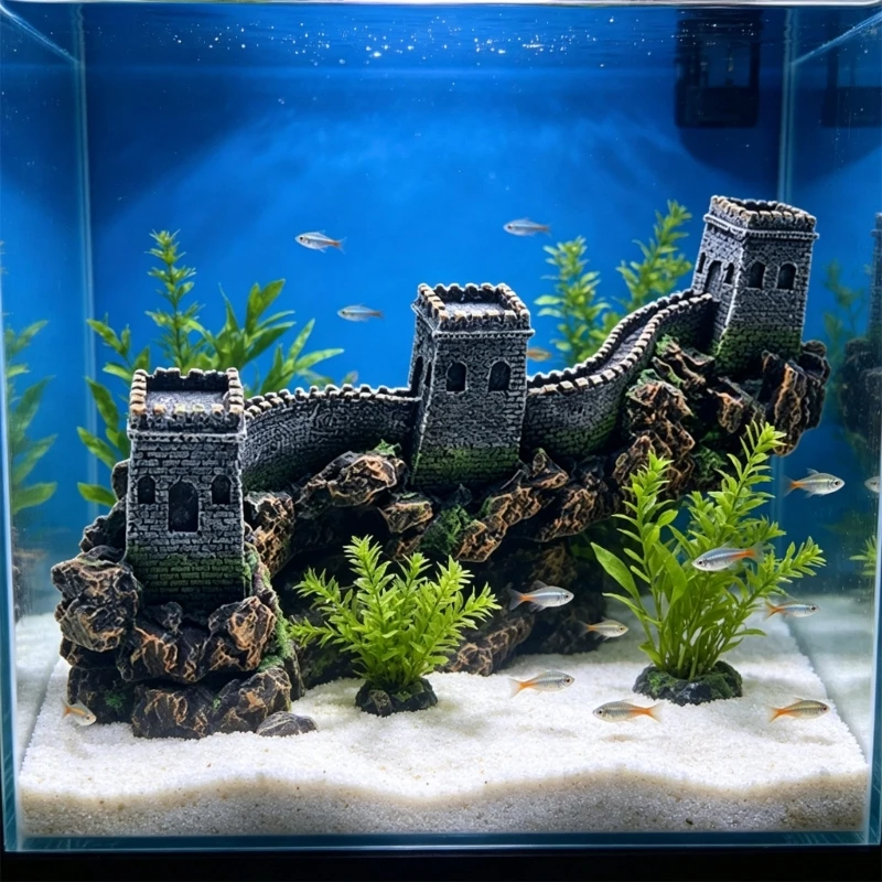 

Simulated Great Wall Large Fish Tanks Landscape Decoration Aquariums Cave for Fish and Shrimp Habitat Y5GB