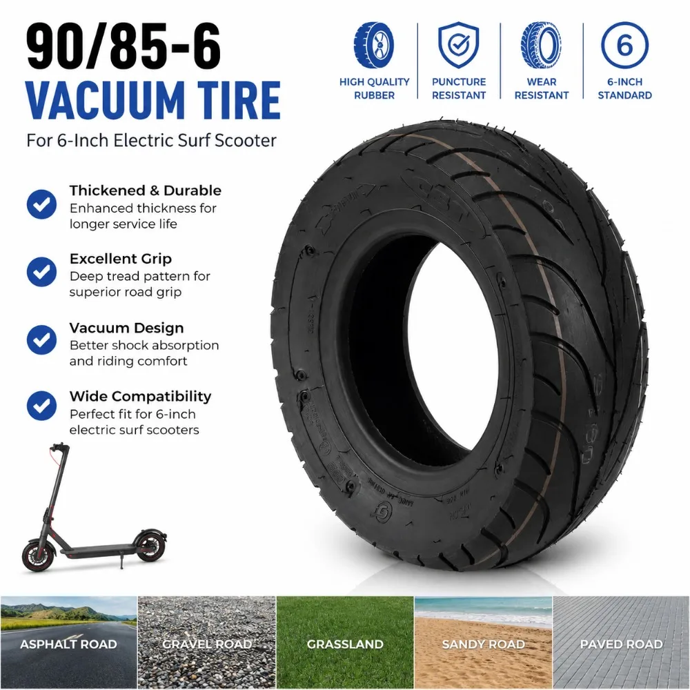 90/85-6 High-quality Vacuum Tire Suitable for Small Surfing Electric Scooter 6-inch Wear-resistant Thick Tire