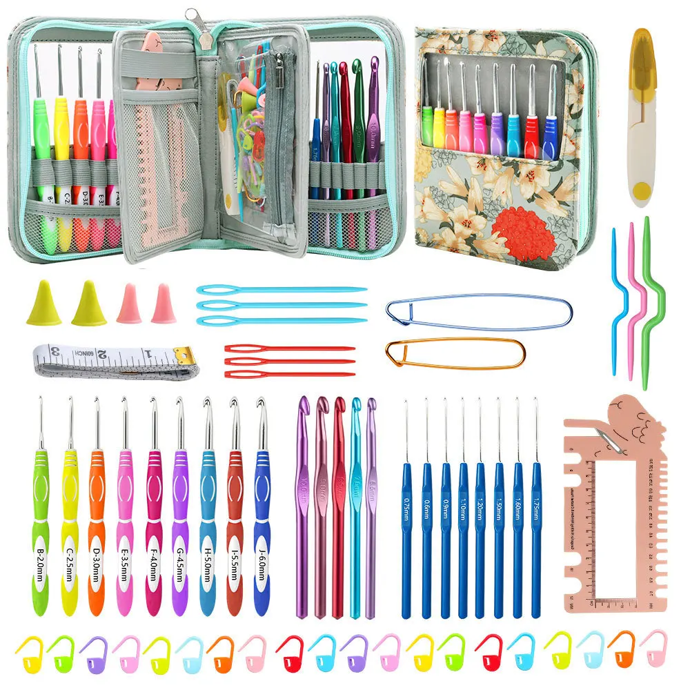 Knitting Crochet Hook Set Home Use Sewing Tool DIY Craft Crochet Knit Markers Needles Tools Weaving Accessories With Bag