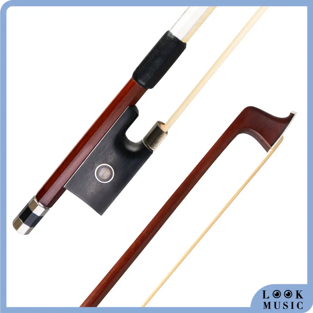 

LOOK 4/4 Violin Bow Brazilwood Octagonal Stick Seep Leather Wrap Ebony Frog Bow Well Balance