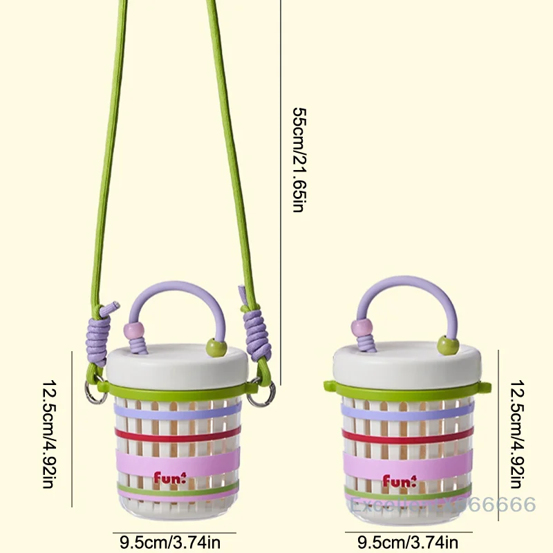 Multifunctional Double Layer Salad Breakfast Cup with Fork And Lanyard Portable Leakproof Food Container with Drainage for Fruit