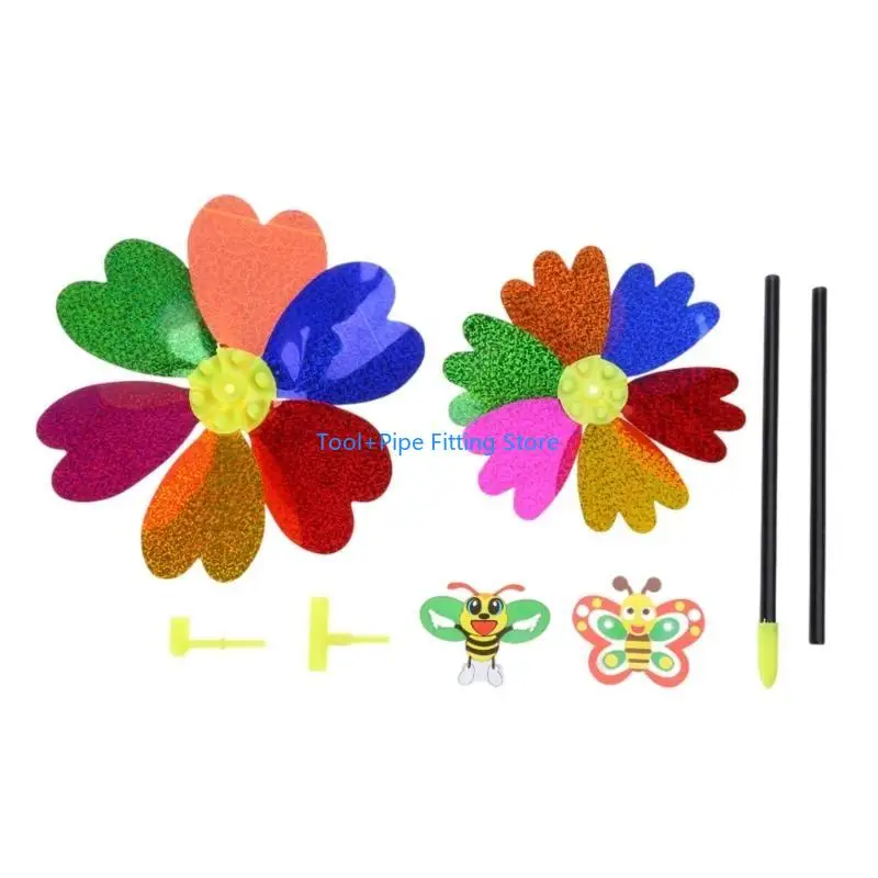 F92B Colorful Sequins Windmill Wind Spinner Home Garden Yard Decoration Kids Toy