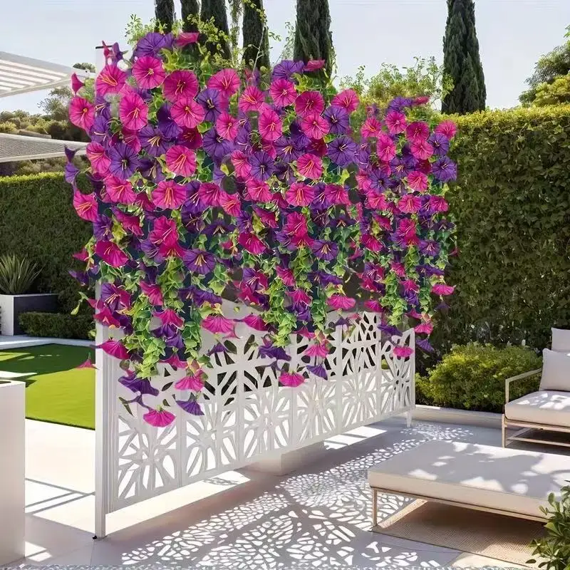 Artificial Morning Glory & Eucalyptus Nonfading Rattan Hanging Wall Door Decoration Fake 75cm Plants Garden Party Decoration