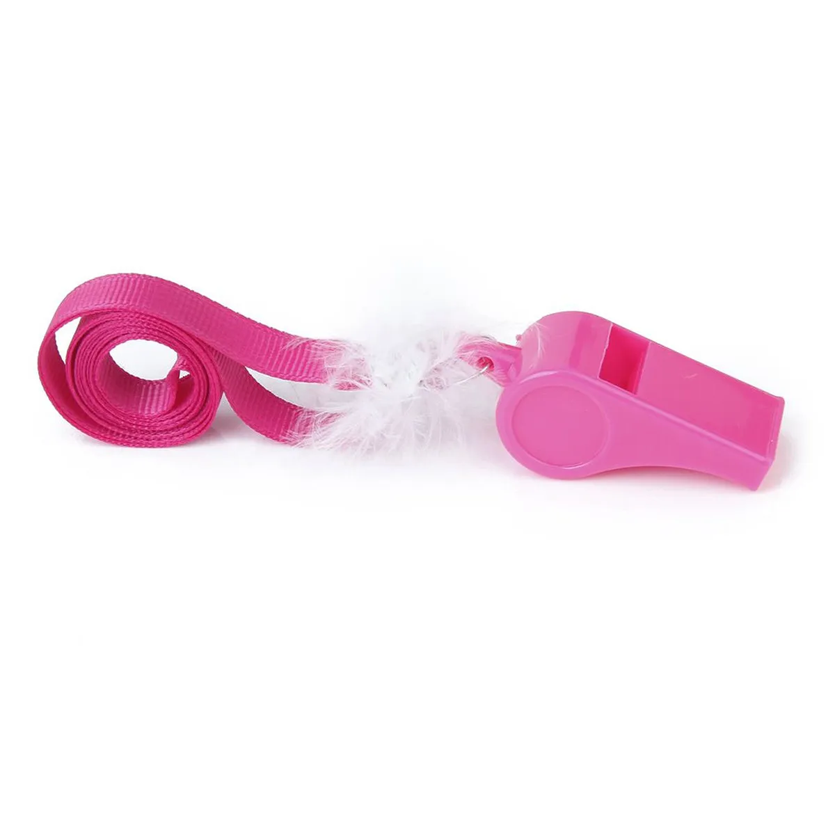 10Pcs Outdoor Party Whistles Rosy Color Compact Plastic Lightweight Strap for Camping Party Whistle