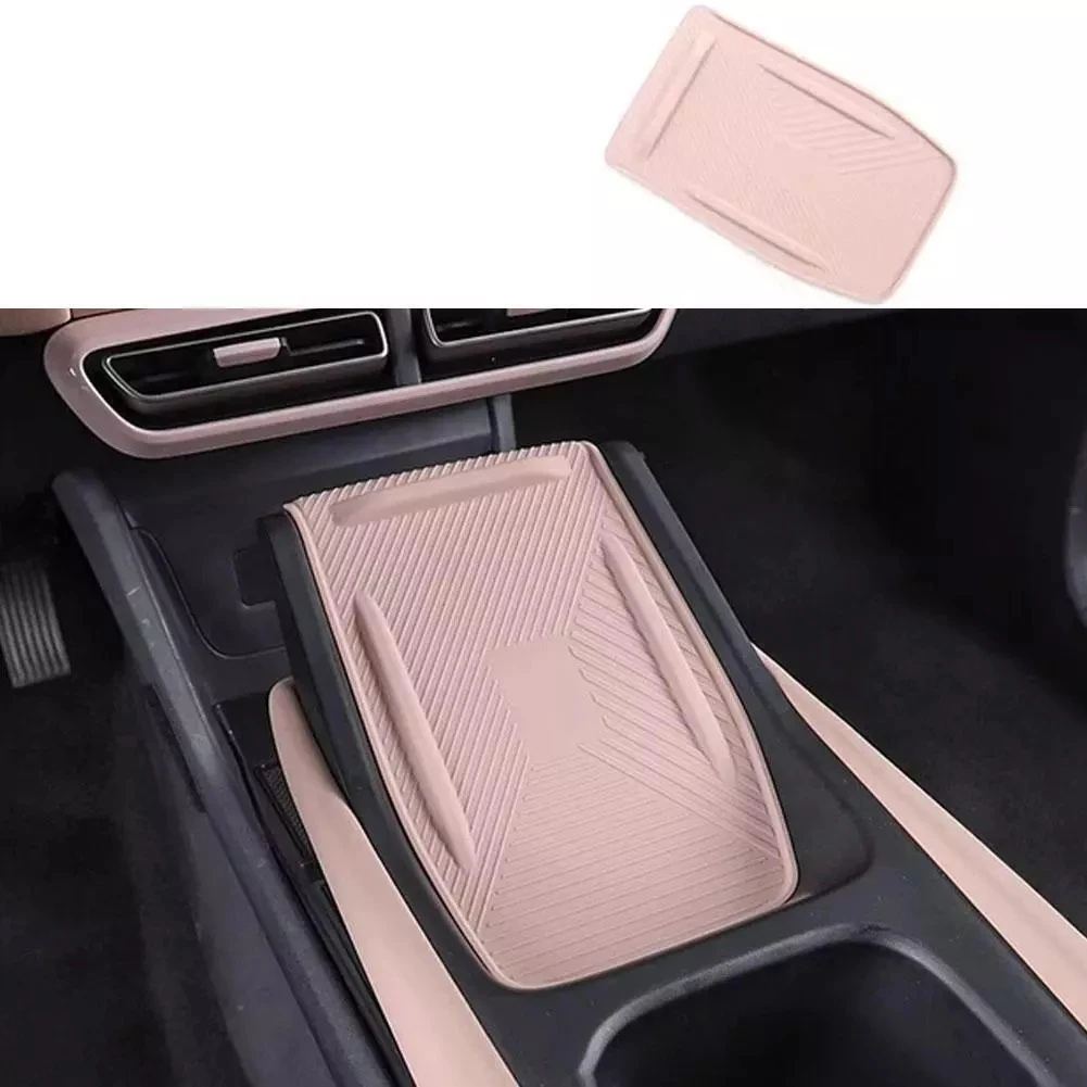 Car Wireless Charging Pad Car Center Console Mat Anti Slip Center Console Easy Installation Easy To Clean Pink Silicone