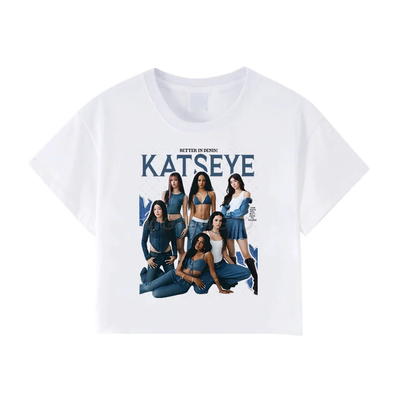 Fun Katseye Kpop Girl Group Crop Top Vintage 2026 Tour Concert Shirt Music Lover Gift Y2K Crop Top Women Fitted Tee