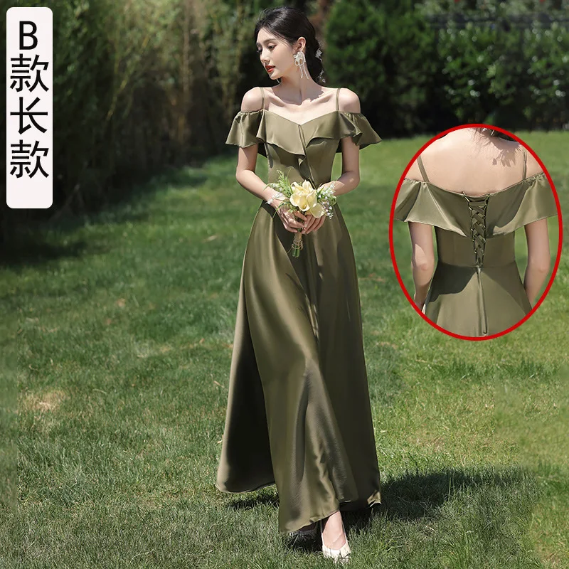 Vestidos de dama de honor verdes para fiesta de boda para mujer, vestido de fiesta largo para dama de honor, vestido de grupo