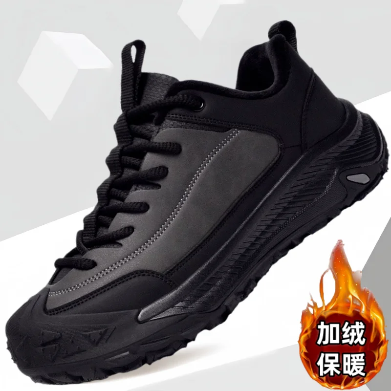 

2025 Лидер продаж, мужские кроссовки для бега по пересеченной местности, спортивная обувь на теплом меху, мужская противоскользящая уличная прогулочная обувь для бега, мужская тренировочная обувь