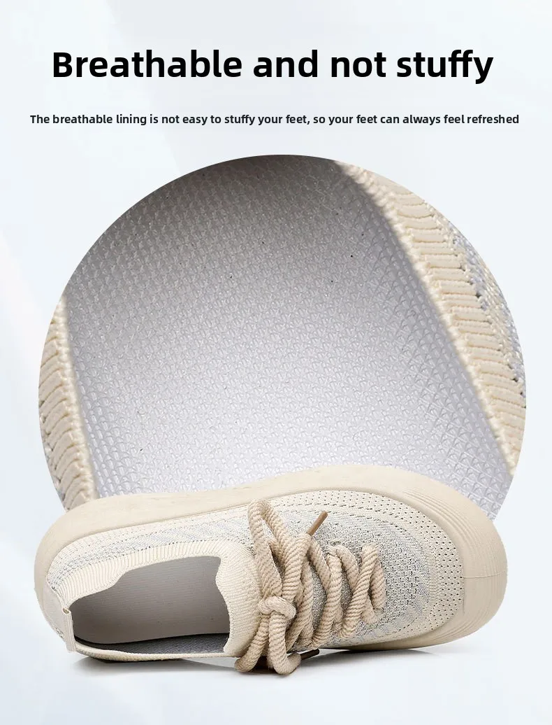 Damen-Sneaker mit Strickmuster, Mesh-Einsatz und Schnürung, dicke Plateausohle, atmungsaktiv, leicht, rutschfest, für Freizeit, Sport und Spaziergänge, ideal für den täglichen Gebrauch im Freien. – Detail 10