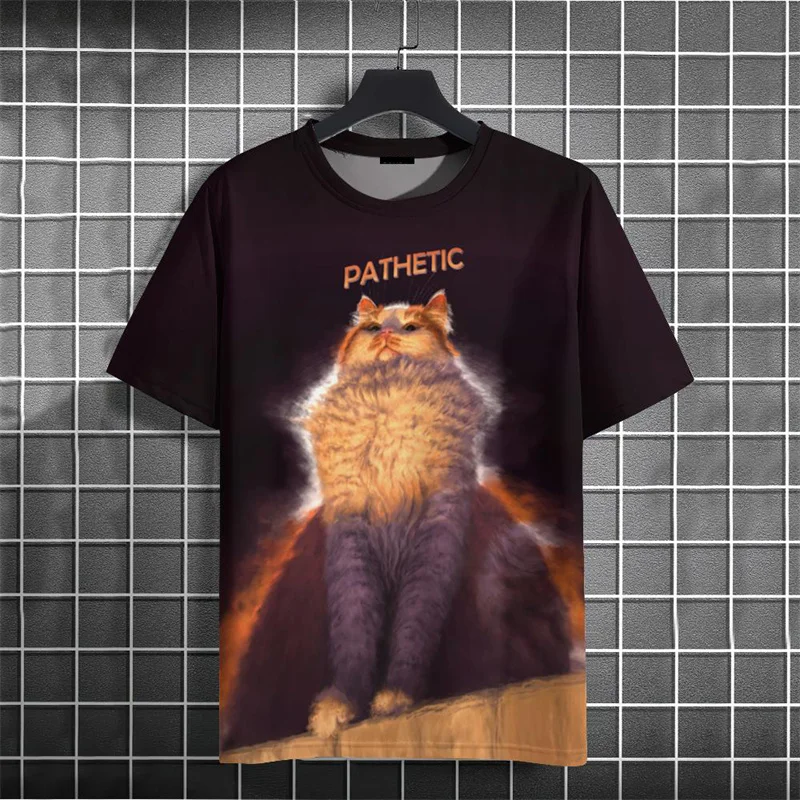 Cartoon Animals Pattern T Shirt For Men Funny Quirky Cat 3D Printed T-Shirts Summer Oversized Short Sleeve Tees Round Neck Tops