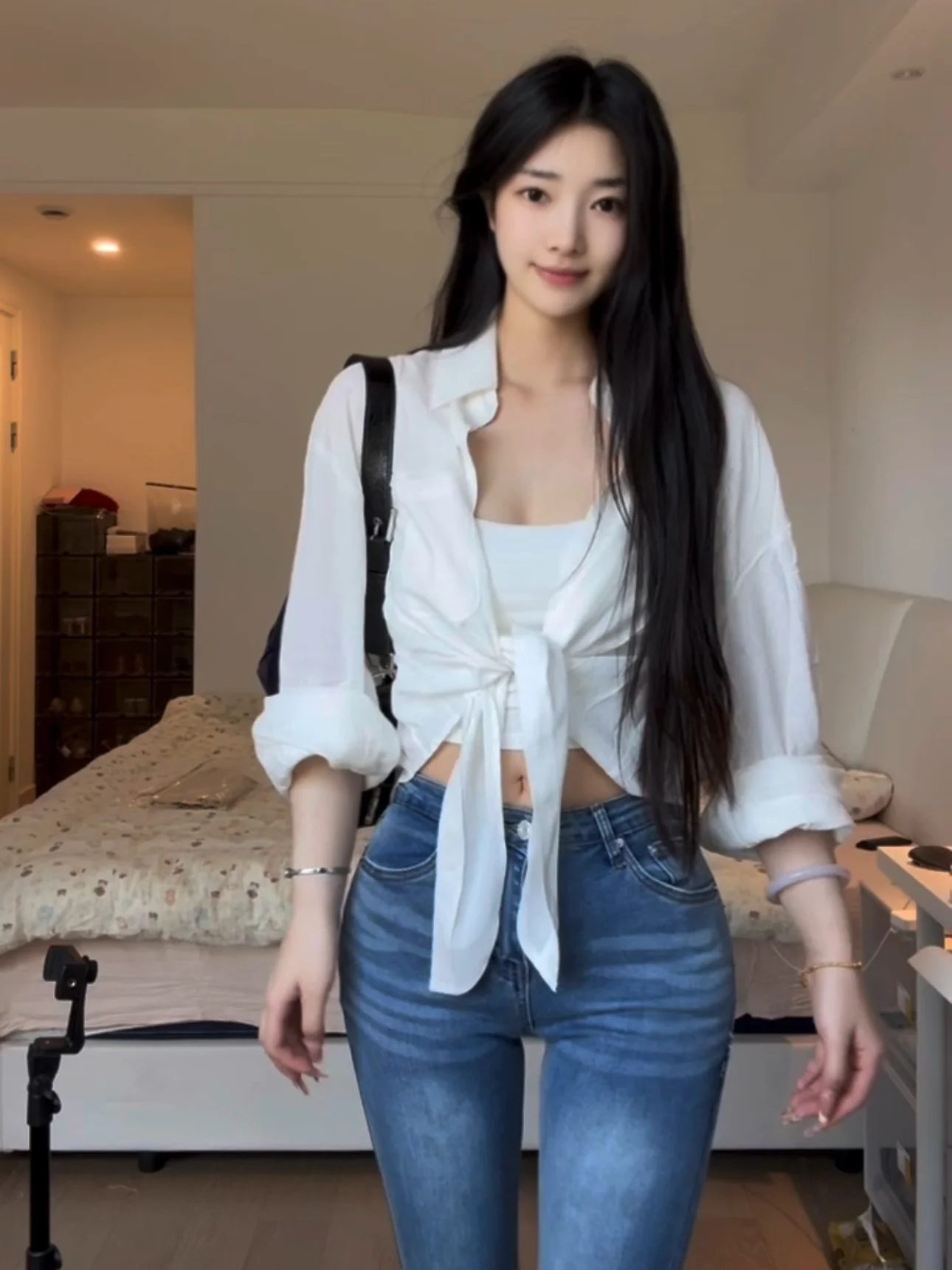 

Джинсы-клеш с высокой талией и широкими штанинами для похудения, весенне-летний стиль, с эффектом подтяжки ягодиц, с карманами, из денима