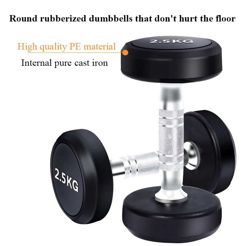 Cylindrical Gym Commercial Professional Custom Set Solid Steel High Quality Stainless Steel Dumbbells